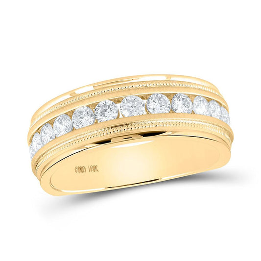 10kt Yellow Gold Mens Round Diamond Wedding Single Row Band Ring 1 Cttw - Gold Heart Group Jewelers