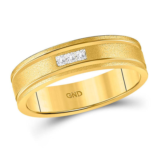 14kt Yellow Gold Mens Princess Diamond Wedding Band Ring 1/8 Cttw - Gold Heart Group Jewelers