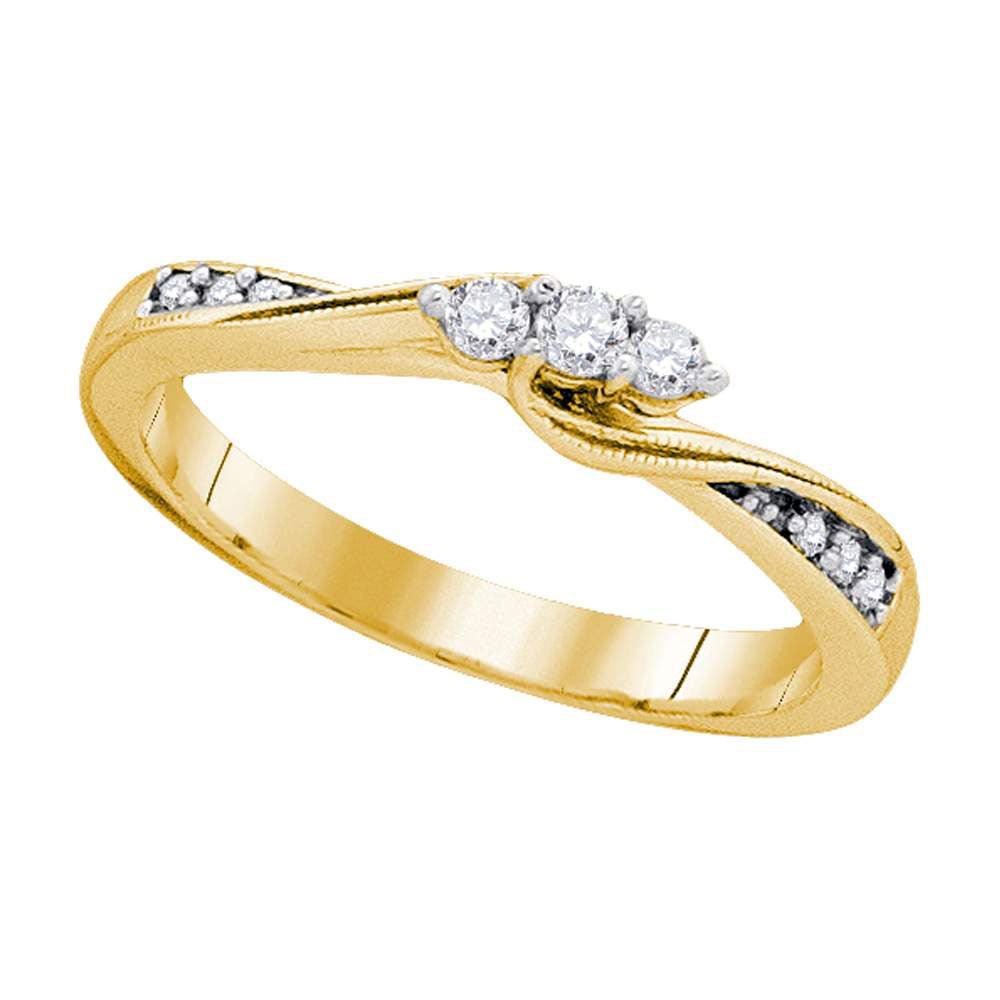 10kt Yellow Gold Womens Round Diamond 3-stone Promise Ring 1/6 Cttw - Gold Heart Group Jewelers