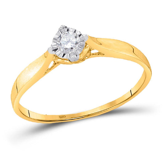 10kt Yellow Gold Womens Round Diamond Solitaire Promise Ring 1/12 Cttw - Gold Heart Group Jewelers