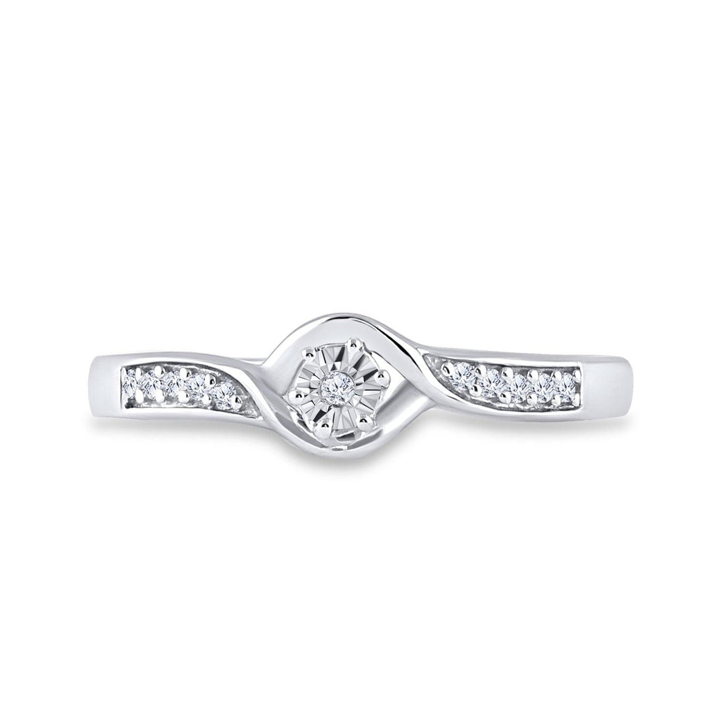 Sterling Silver Womens Round Diamond Solitaire Promise Ring 1/20 Cttw - Gold Heart Group Jewelers