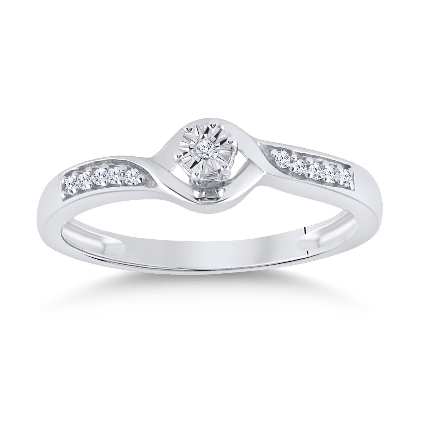 Sterling Silver Womens Round Diamond Solitaire Promise Ring 1/20 Cttw - Gold Heart Group Jewelers