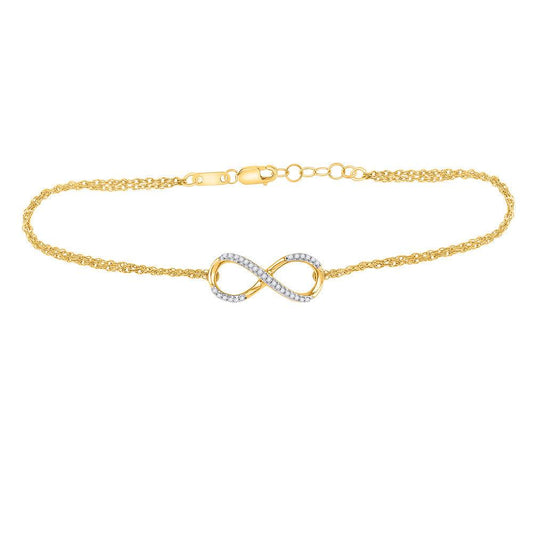 10kt Yellow Gold Womens Round Diamond Infinity Bracelet 1/10 Cttw - Gold Heart Group Jewelers
