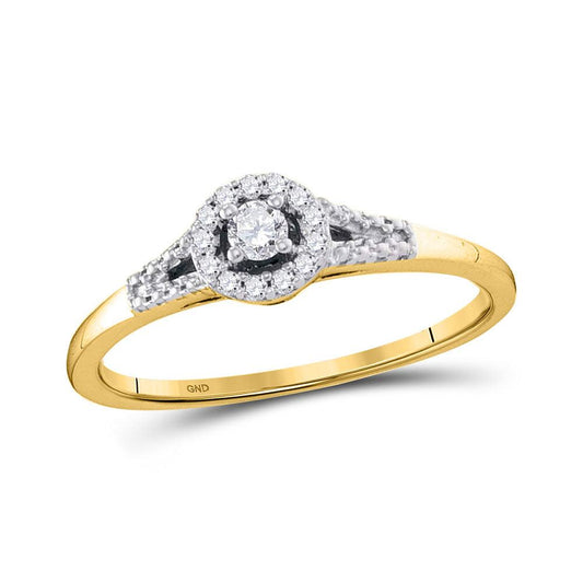 10kt Yellow Gold Womens Round Diamond Solitaire Promise Ring 1/8 Cttw - Gold Heart Group Jewelers