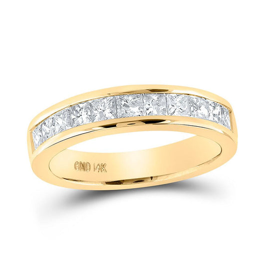 14kt Yellow Gold Womens Princess Channel-set Diamond Single Row Wedding Band 1 Cttw