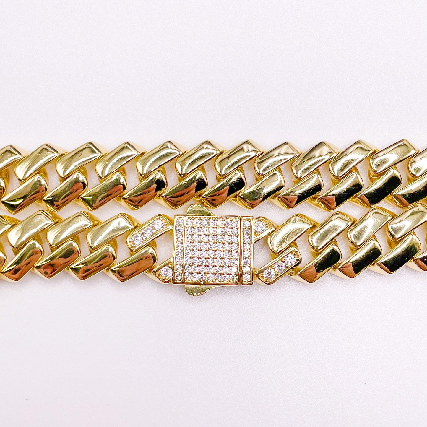 Iced Out Lock Yellow Miami Cuban Link Chain 925 Silver CZ - Gold Heart Group Jewelers