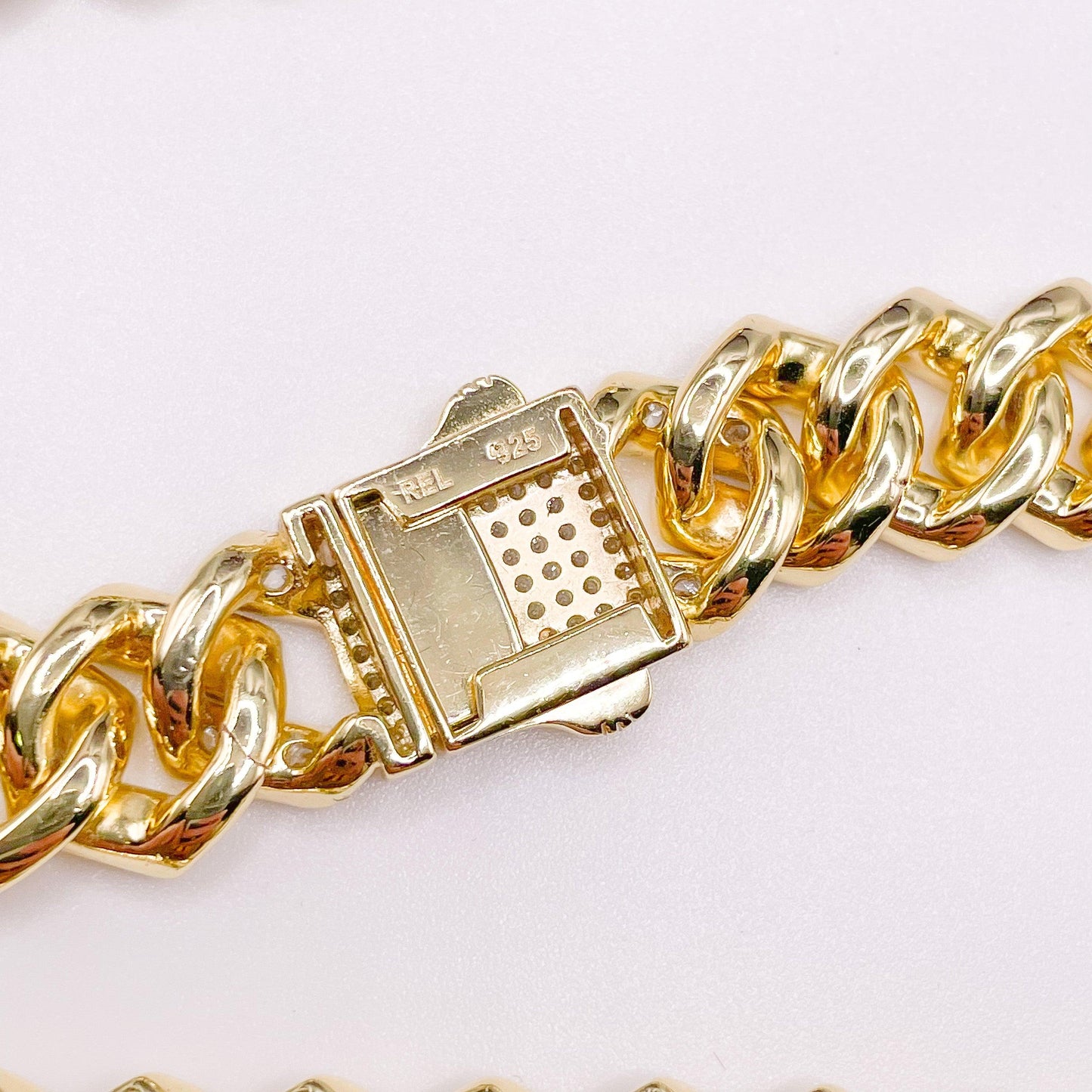 Iced Out Lock Yellow Miami Cuban Link Chain 925 Silver CZ - Gold Heart Group Jewelers