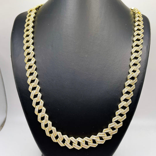 Iced Out Yellow Miami Cuban Link Chain 925 Silver CZ - Gold Heart Group Jewelers