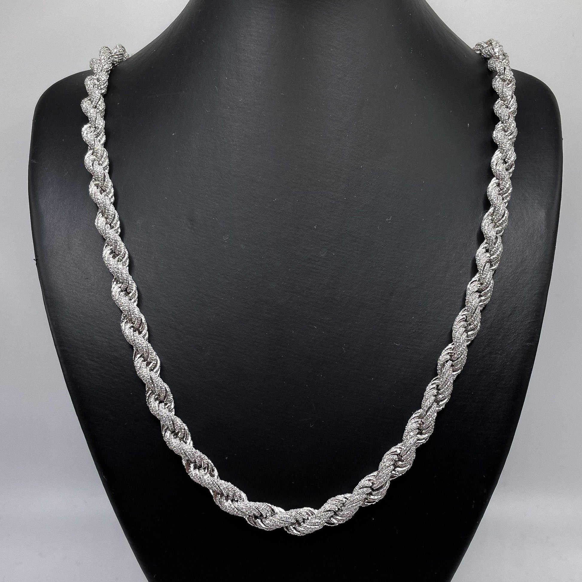 Iced Out White Rope Chain 925 Silver CZ - Gold Heart Group Jewelers