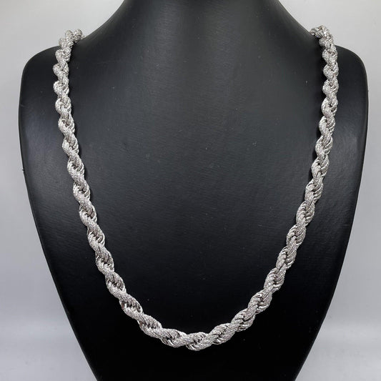 Iced Out White Rope Chain 925 Silver CZ - Gold Heart Group Jewelers