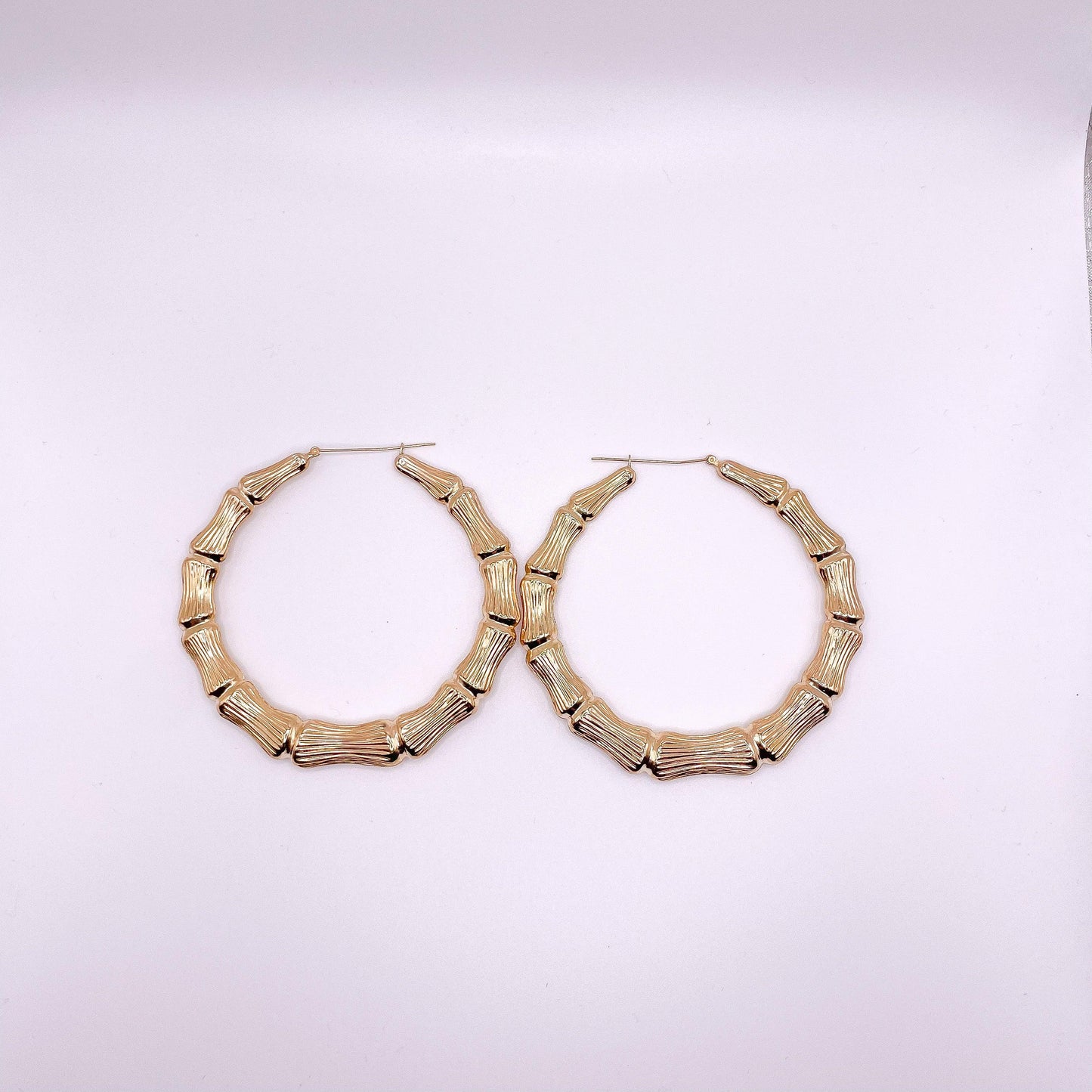 10K GOLD Bamboo Hoop Earrings - Gold Heart Group Jewelers