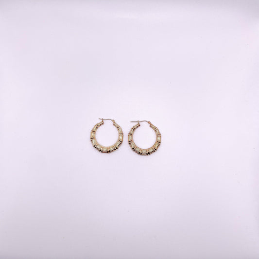 10K GOLD Bamboo Hoop Earrings - Gold Heart Group Jewelers