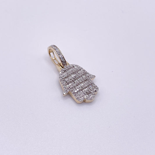 10K Gold Diamond Hamsa Charm Pendant 1/2cttw - Gold Heart Group Jewelers