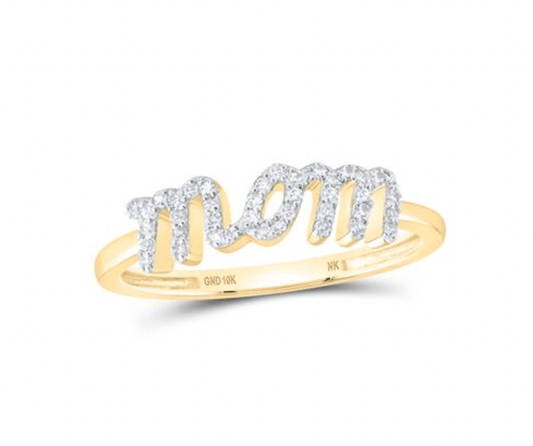 10K YELLOW GOLD ROUND DIAMOND MOM RING 1/6 CTTW MOTHERS DAY - Gold Heart Group Jewelers