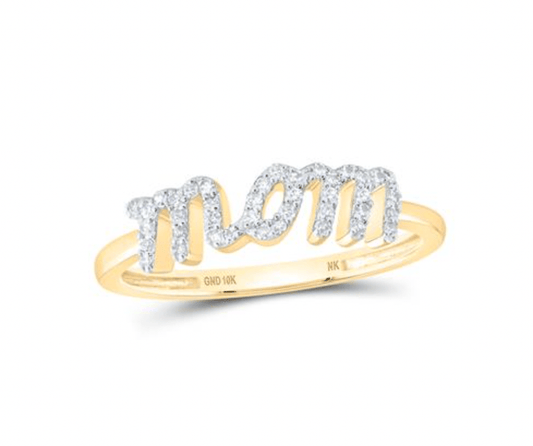 10K YELLOW GOLD ROUND DIAMOND MOM RING 1/6 CTTW MOTHERS DAY - Gold Heart Group Jewelers