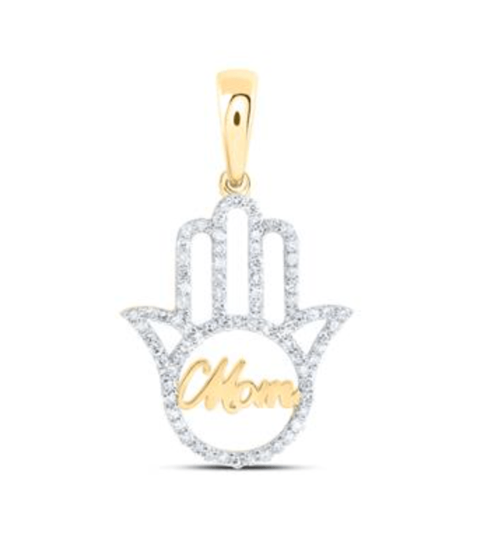 10K GOLD 1/3CTW-DIA MOM HAMSA PENDANT MOTHERS DAY - Gold Heart Group Jewelers